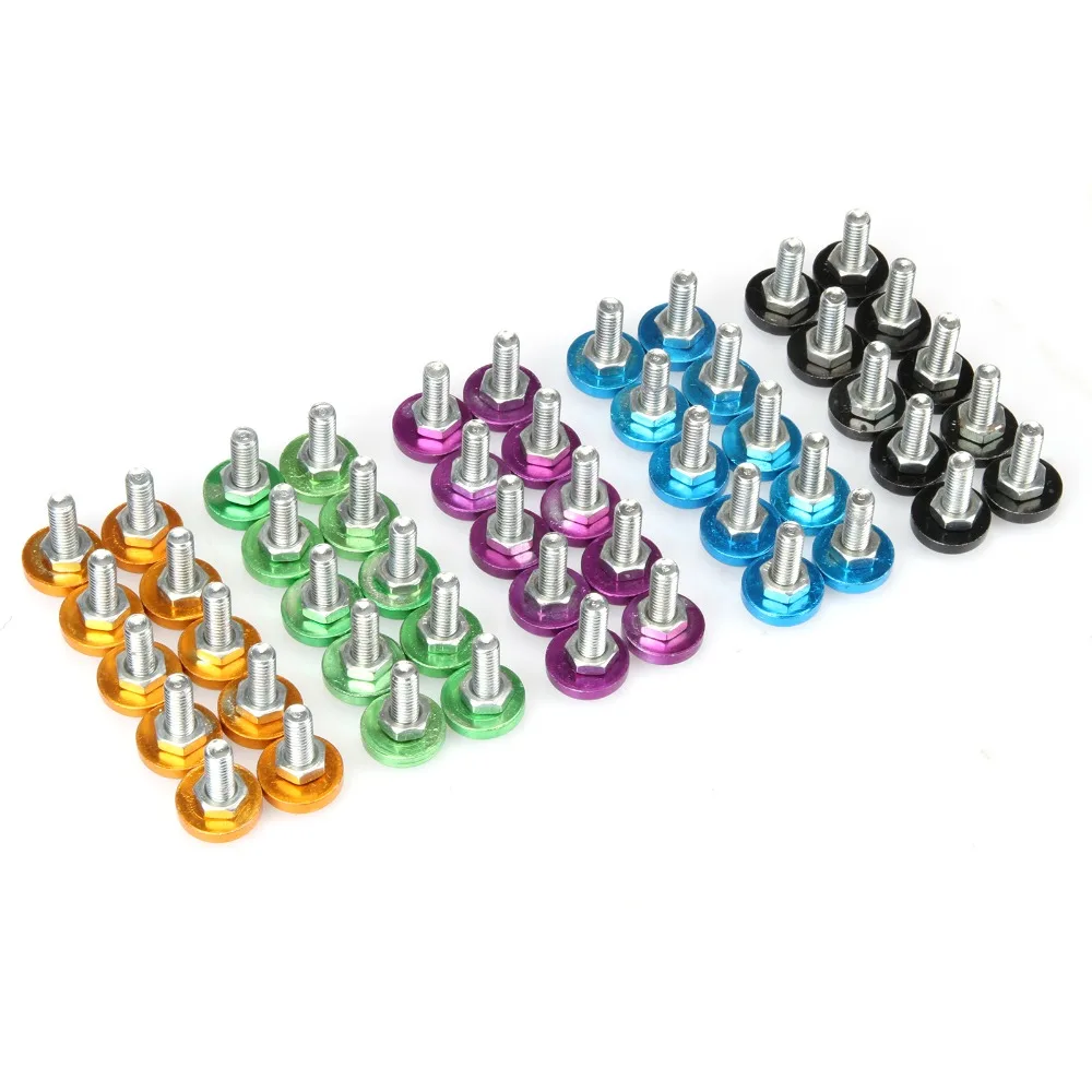 

4pcs/set M6 colorful aluminum alloy screw gasket License Plate Bolts frame Car Motorcycle refit gasket auto parts
