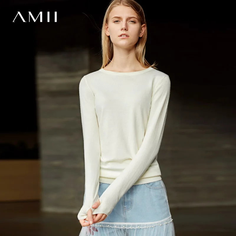 

Amii Minimalist Women 2019 Autumn Sweater Basic Plus Size High Quality Original Design Female Pullovers Sweaters
