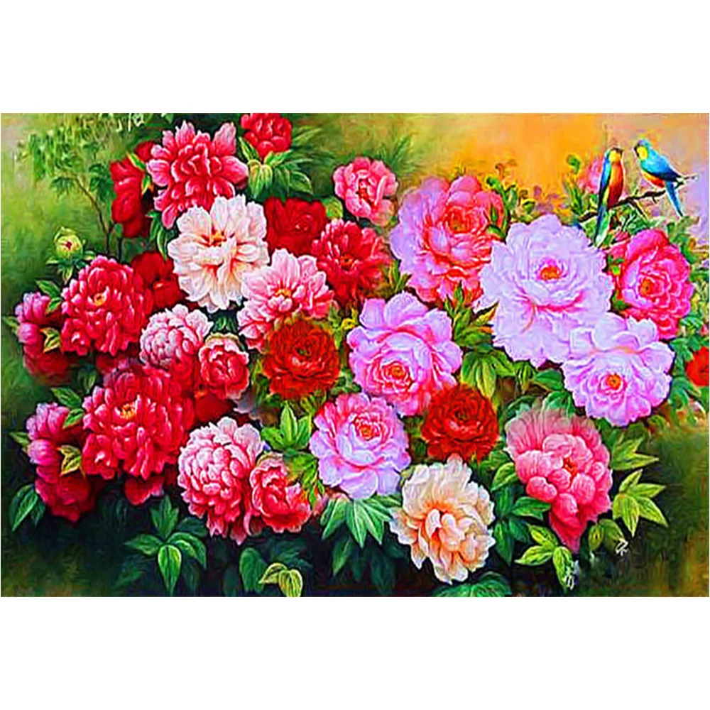 

LI LOYE DIY Diamond Painting Cross Stitch Lush peony Needlework 5D Diamond Mosaic Diamond Embroidery Rhinestones decor RT568