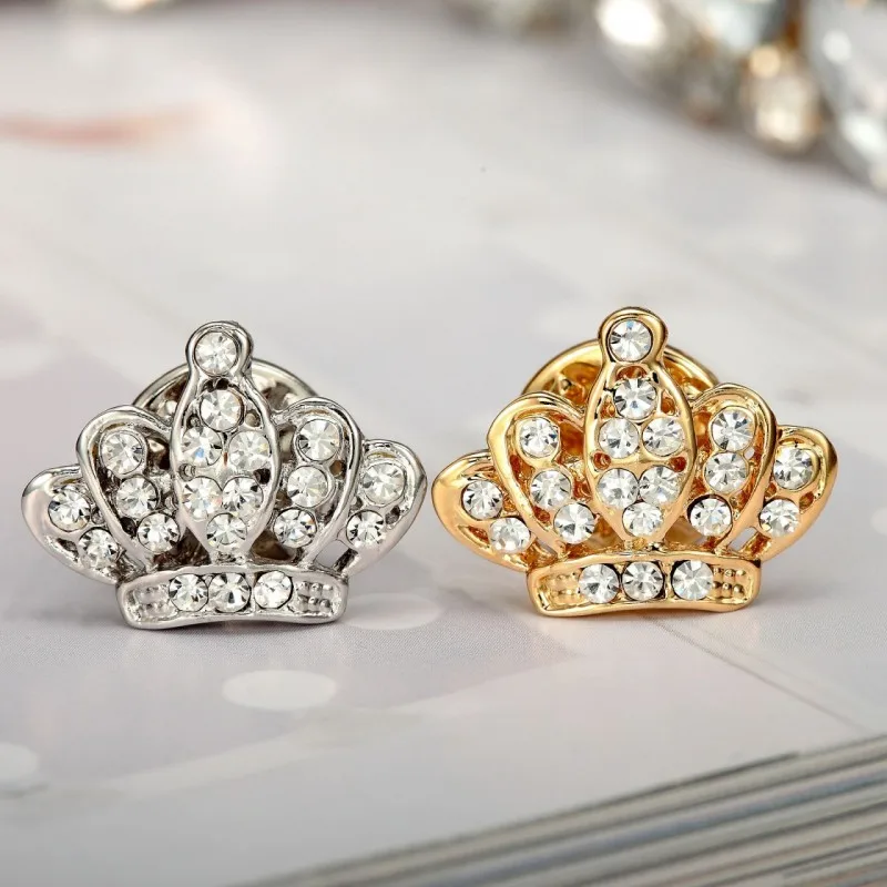 Trendy jewelry Gold/Silver crown shape unisex's pin brooch for gift