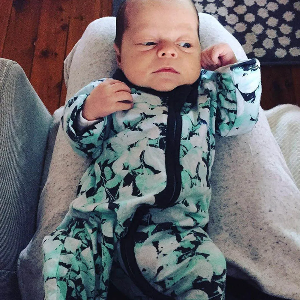 Kids baby Newborn Baby Boys Girls Color Print Zipper Long Sleeve Romper Outfits Clothes