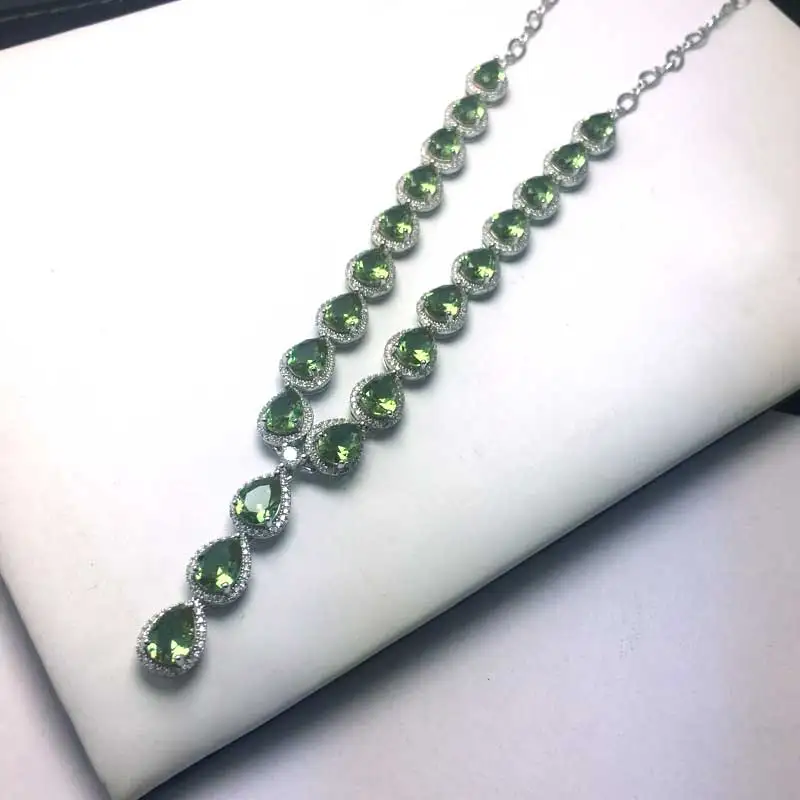 CSJ Luxury Elegant Zultanite Necklace Sterling 925 Silver Pear6*8 Created Sultanite Pendant Color Change Fine Jewelry For Women