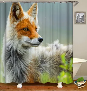 

OLOEY Animal Shower Curtains Puppy Dog Fox 3d Print Customized Curtains for Bathroom Waterproof Fabric Bath Curtain