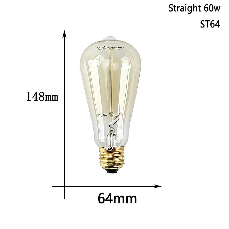 Светодиодный лампы Эдисона Ретро лампа накаливания E27 Винтаж в стиле ламп накаливания 220 V T45 лампы для домашнего декора Bombillas внутреннего освещения - Цвет: ST64 60W straight