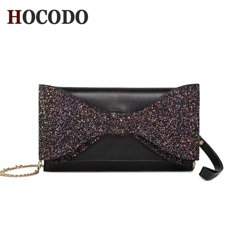 

HOCODO Cute Bow Women Envelope Clutch Bag Glitter Sequin Dinner Bag Fashion Ladies Evening Bag PU Leather Shoulder Bag Handbags