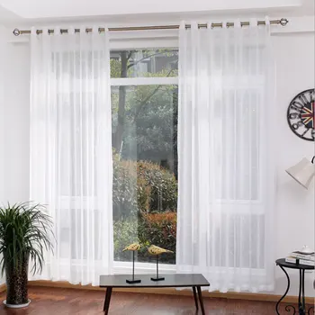 

White Sheer Voile Curtains Single Panels Modern Home Window Decoration Kitchen tulle Curtains for Living Room (B503)