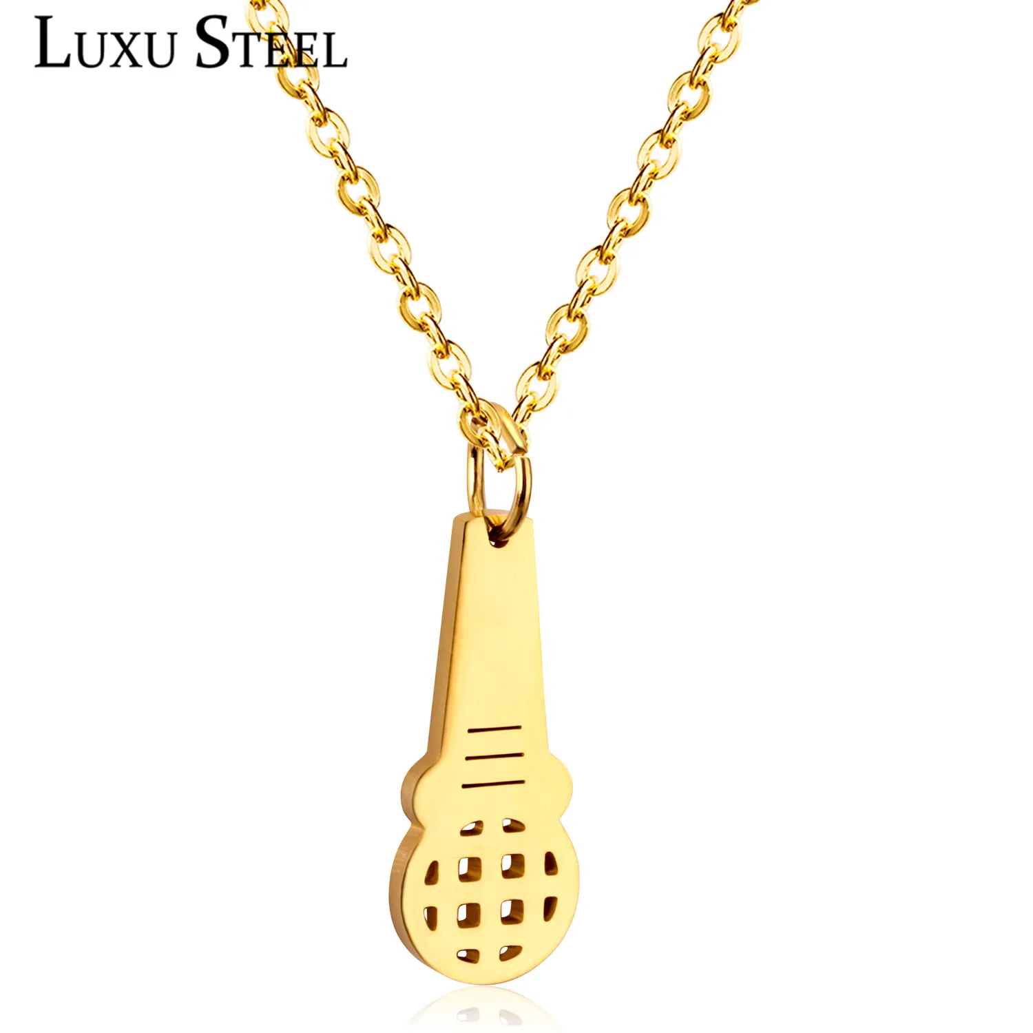 LUXUSTEEL хип хоп ювелирные изделия золотой черный серебряный цвет кулон микрофон