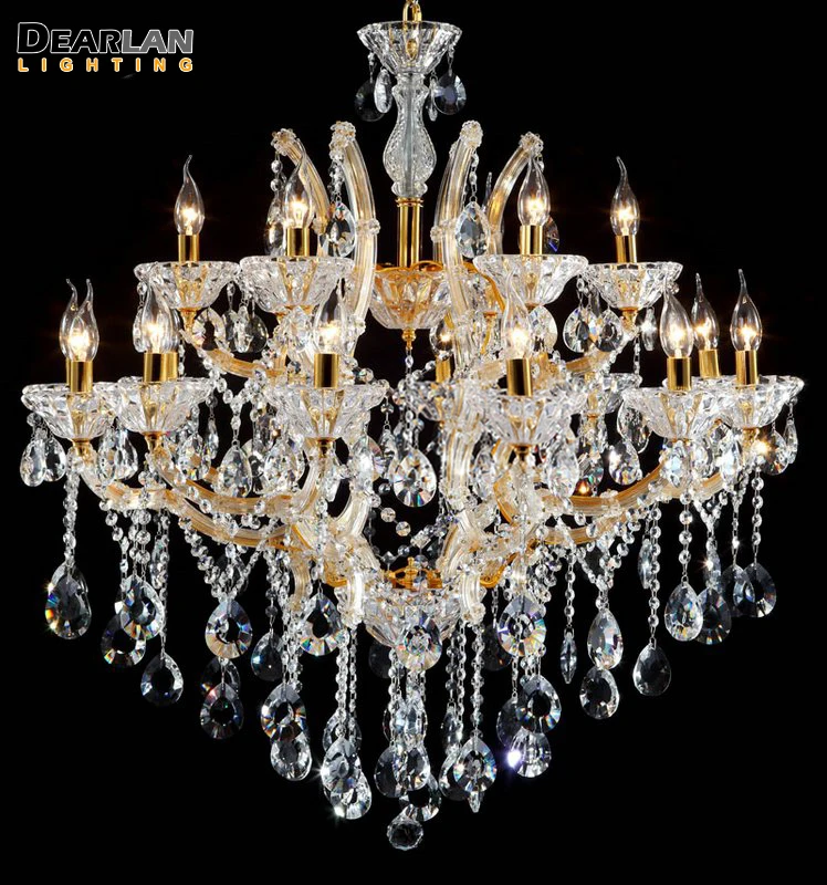

Clear Chrome Candle Chandelier Lighting Massive chandelir Cristal Pendelleuchte lampshades Lustre Living Glass Arms 18 Lamps
