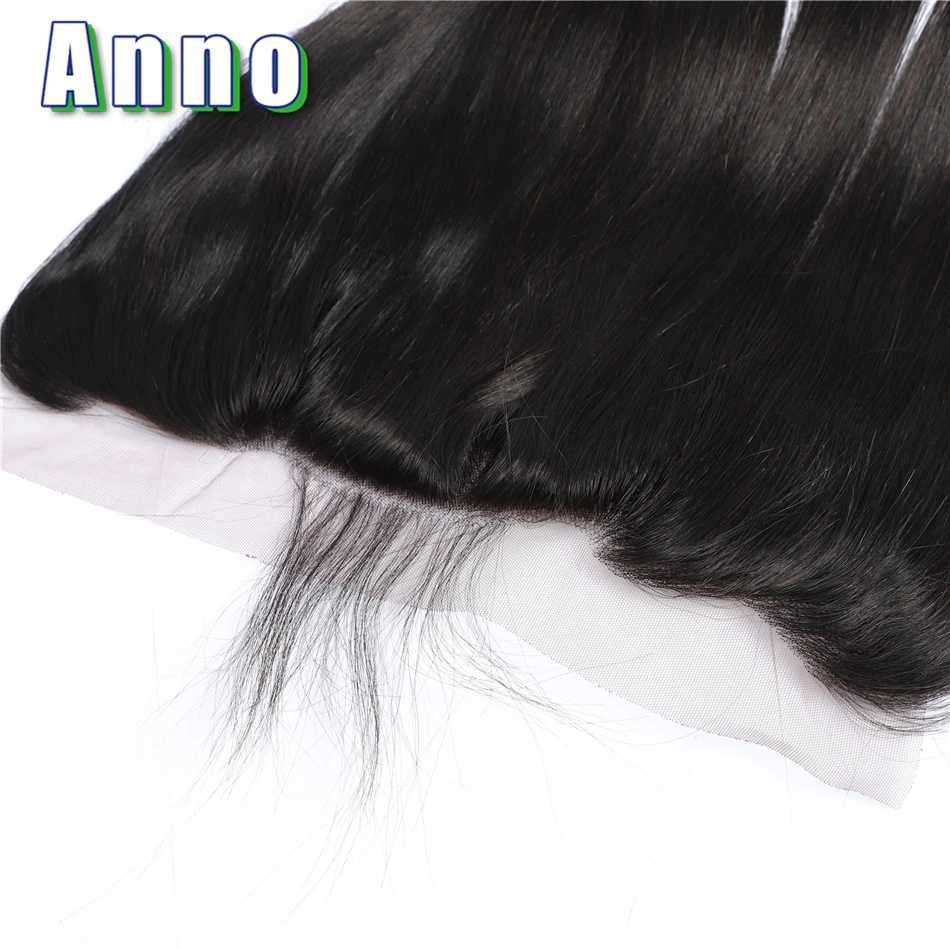 Anno Brazilian Straight Hair Bundles With Closure 2/3 Bundles Hair Weaves With 13*4 Lace Frontal Non-remy Human Hair Extensions