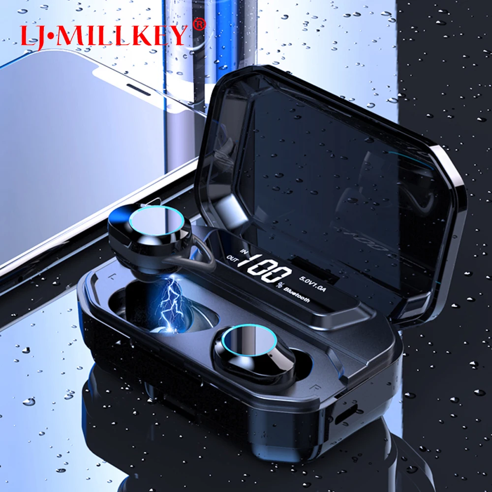 

Bluetooth 5.0 Wireless True Earphone TWS Sport Earbuds 10M Connection Stereo Earphone IPX6 Waterproof Black YZ276