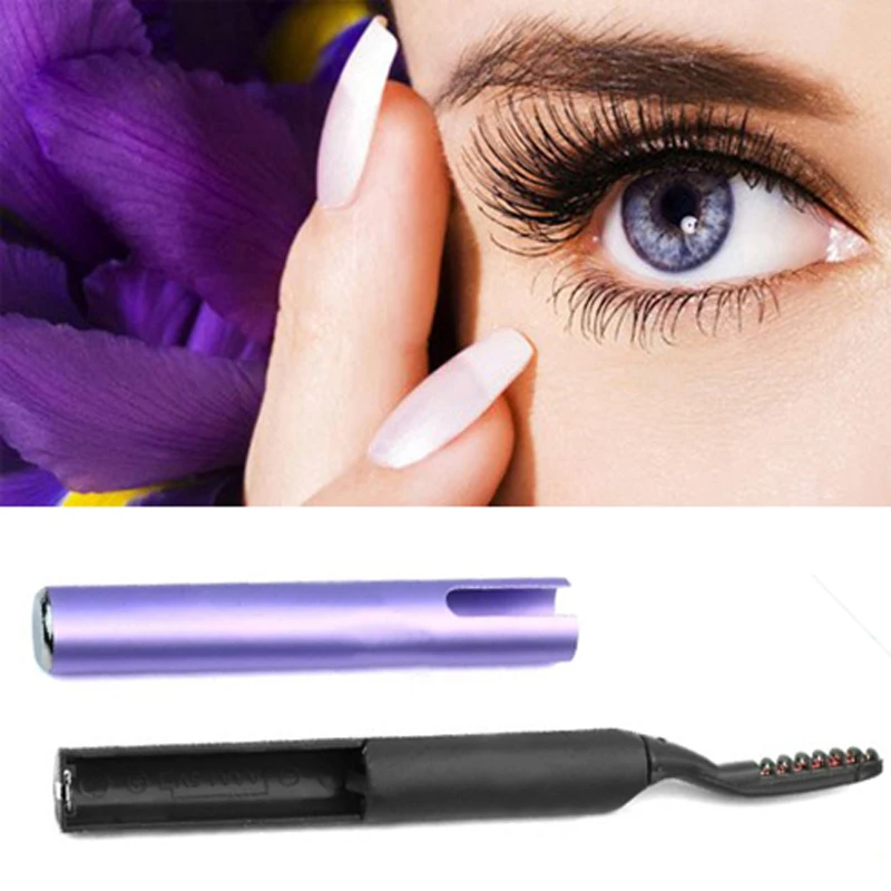 

Fashion Portable Pen Style Electric Heated Makeup Eye Lashes Long Lasting Eyelash Curler Purple Appearance