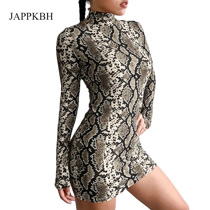 Jappkbh под змеиную кожу женское платье сезон: весна–лето с высоким плотно
