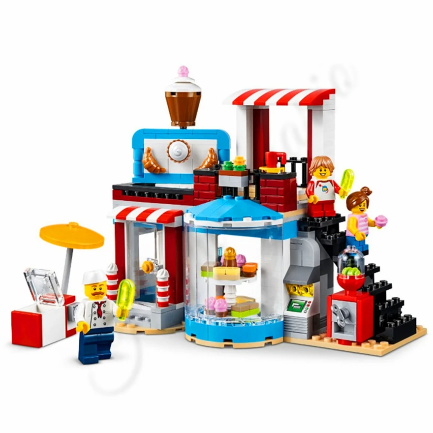 

Genuine LEPIN 24049 443Pcs City Modular Sweet Candy Ice Cream Shop Model Building Block Toys For Children Compatible Legoe 31077