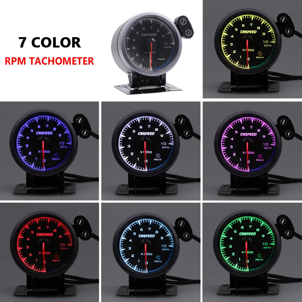 

2019 Multifunction 2in/52mm 7 Color LED Auto Car Tachometer Gauge Meter Pointer Universal Meter For Most Car Devices Whosale