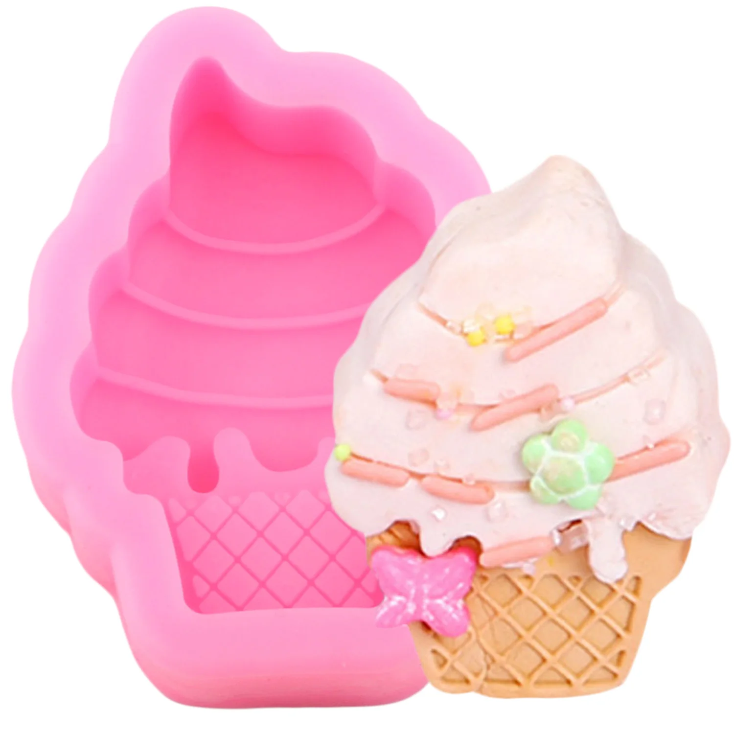 

3D Ice Cream Cone Silicone Mold Soap Polymer Clay Molds DIY Wedding Cake Decorating Tools Kitchen Baking Fondant Chocolate Mould
