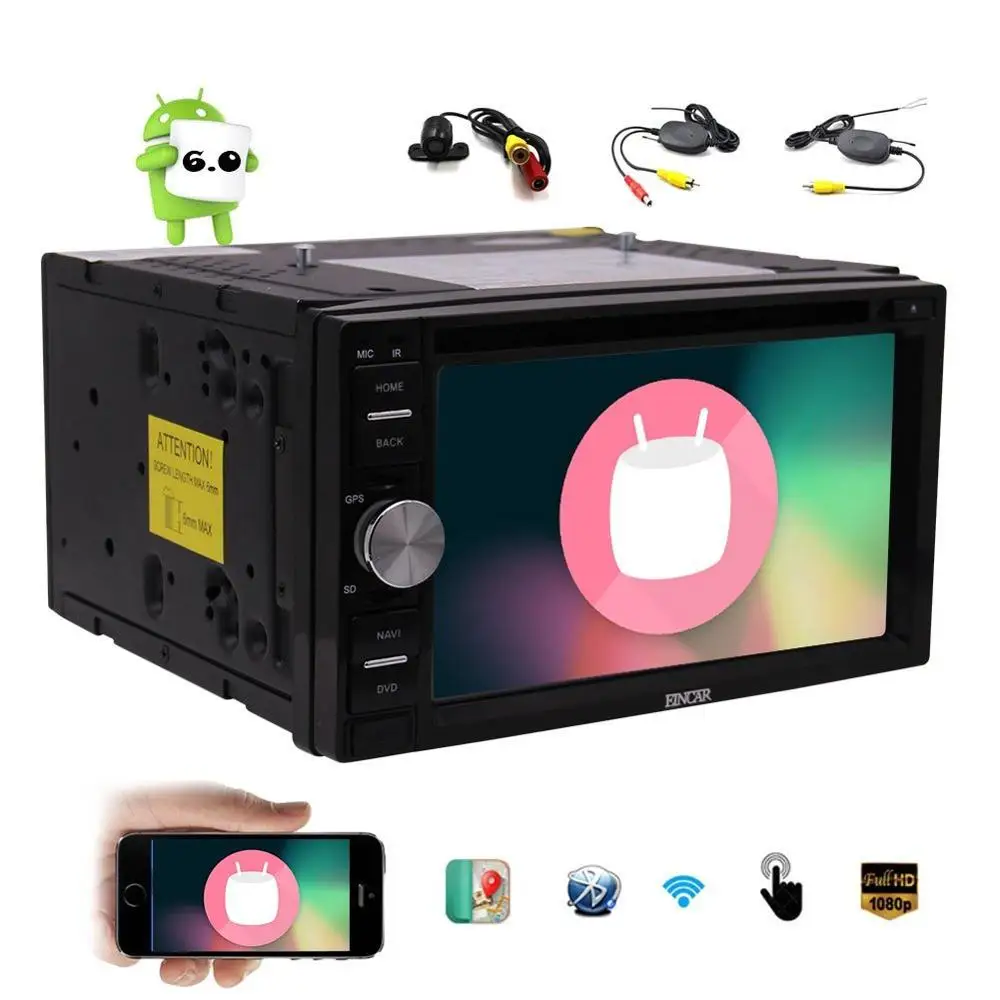 

Android 6.0 GPS Car DVD Player Double Din 6.2'' Car Stereo with Bluetooth In Dash GPS Navigation Radio+Wireless Backup Camera