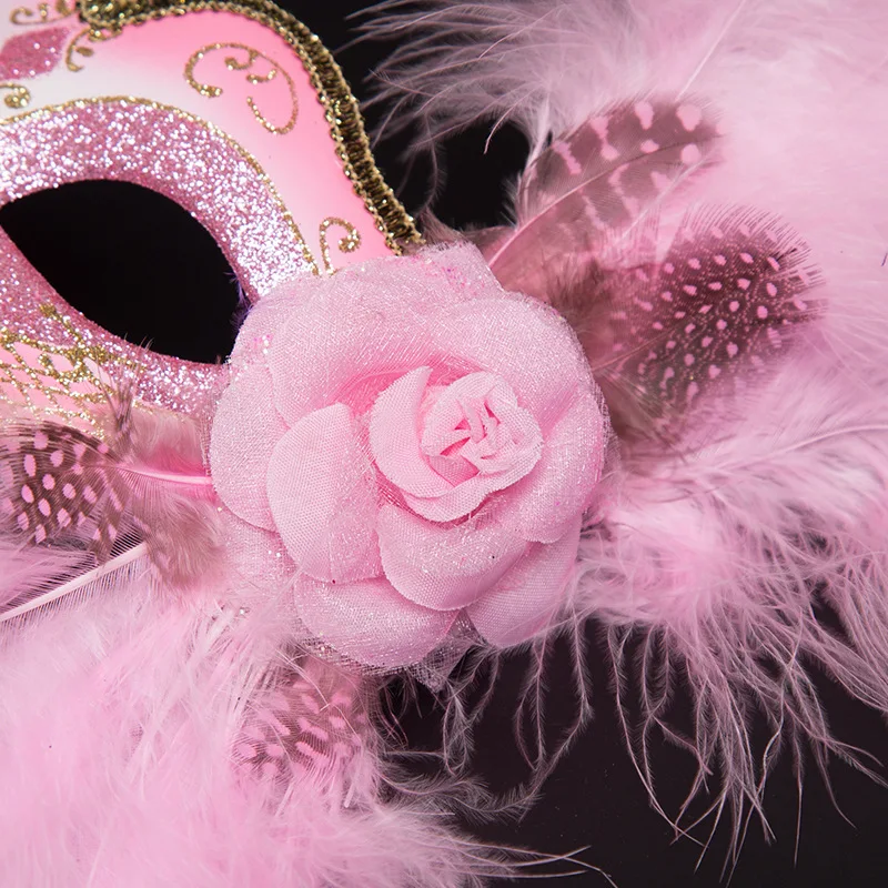 New Fashion Personality Crack Half Face Child Mask Festival Party Mystery Venice Prom Feather Flower Mask