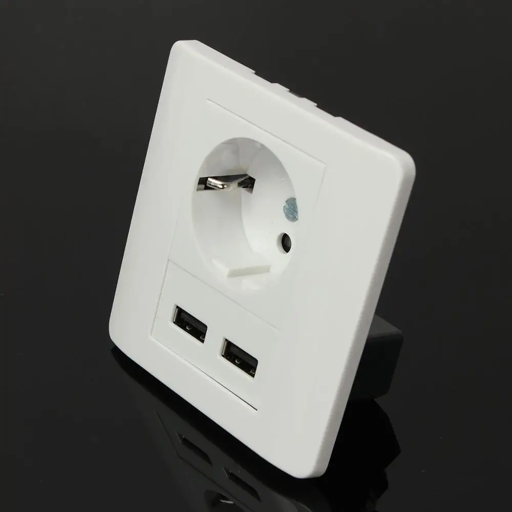 

Homekit Wall Charger Adapter EU Plug Socket Power Push Button Dual USB Port Outlet Panel Interruptor Touch Switch 2100mAh