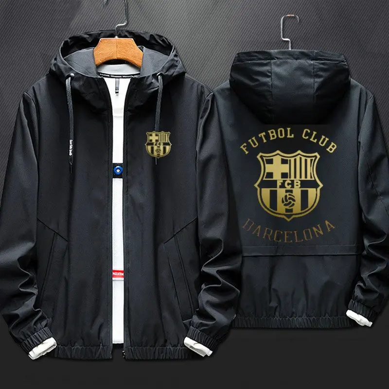 

Barcelona 2019 New Arrival Hooded Zipper Sportswear Casual Spring Autumn Windbreaker Fashion Soccer Tops