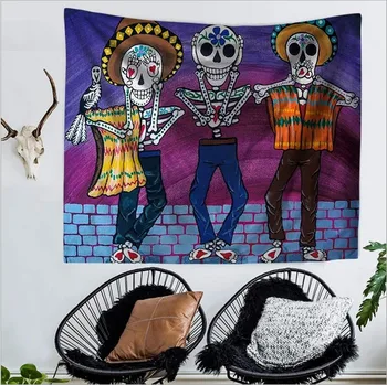 

Home Decor Polyester Fabric Color Skull Head Tapestry Wall Hanging Throw Bohemian Door Curtain home decoration accessories
