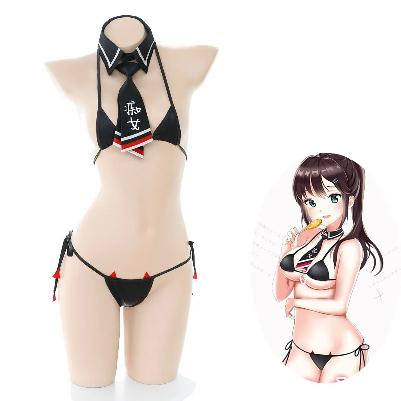 

Sexy fantasias Demon Erotic Lingerie Mini Bkini Set Bra G-string Tie Underwear Small devil School Uniform Anime Lolita Cosplay