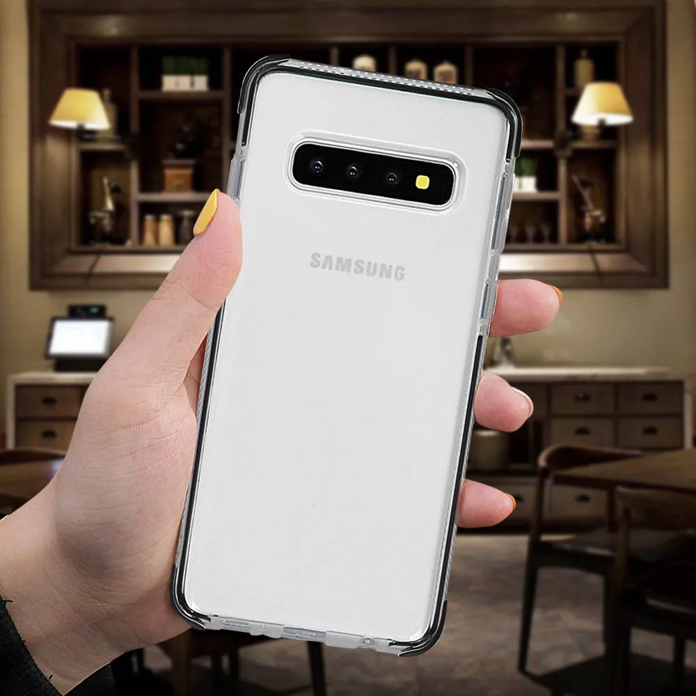 Ударопрочный Прозрачный чехол для телефона LOVECOM для samsung Galaxy S10 Plus S10 S10e Note 10 Pro, мягкая задняя крышка из ТПУ для телефона, подарок, новинка - Цвет: Black