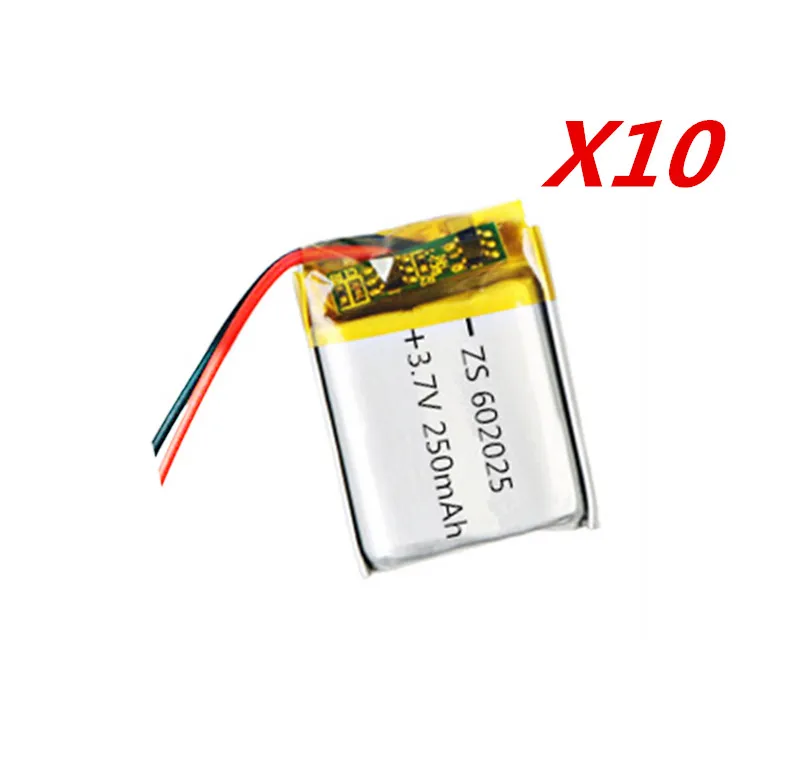 10 шт. 3 7 V 250mAh 602025 литий-полимерный литий-ионный аккумулятор для Mp3 MP4 MP5 GPS PSP mobile