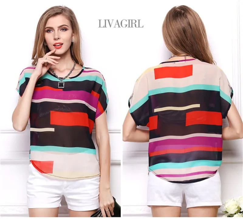Batwing Blouse T shirt Women Loose T shirt Chiffon Short Sleeve Blouse Tops T Shirt Cheap CLothing China Summer Style Clothing (3)
