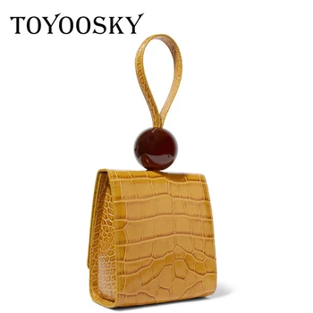

TOYOOSKY Crocodile Handbag for Women Fashion Alligator Leather Wristlets Vintage Luxury Designer Tote Bags Brand Small Clutches