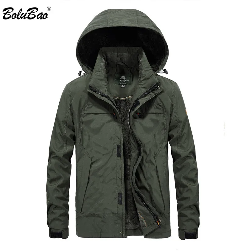 

BOLUBAO Brand Winter Military Style Men Jackets New Fashion Mens Solid Color Jackets Warm Thick Hooded Jacket Coats Male