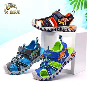 

DINOSKULLS Children's Summer Shoes Boys Sandals Dinosaur Cut-Outs Closed Toe Fashion 5T Kids Casual Beach Sandals Anti-slippery