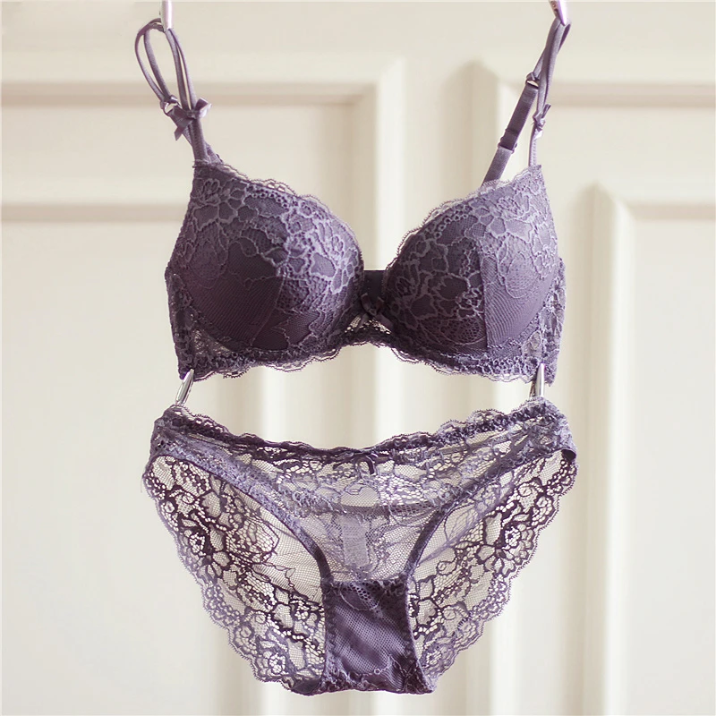 Sexy Mousse Tiefe V Bh Set Sexy Frauen Unterwäsche Winter Elegante Elastische Spitze Push-up Bh Set 70-85a B C D Tasse Reine WeißE Bh & Slip Sets