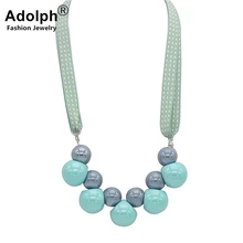 ADOLPH, Модный корейский тканевый мячик, цветок, подвеска, колье, ожерелье,, новинка, ручная работа, Хрустальный бант, бохо, эффектное ожерелье для женщин