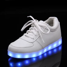 2016 Autumn New LED USB CHARGER Shoes Kids Leather Boys Shoes With Colorful Flash Lights Girls