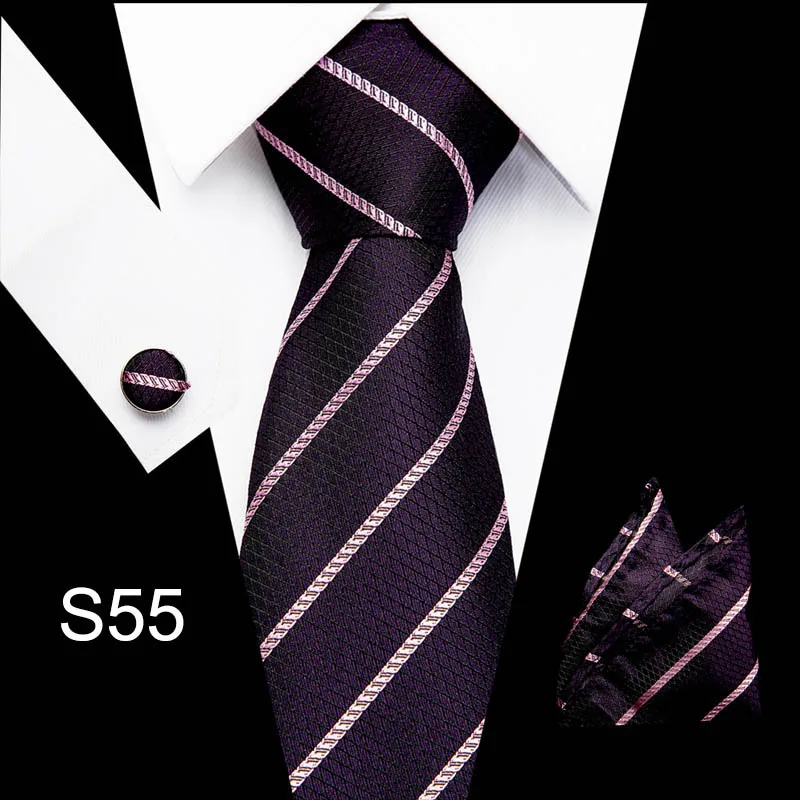 2019 однотонный клетчатый галстук, носовой платок, запонки, 100% высококачественный Шелковый жаккардовый галстук, деловой мужской подарочный