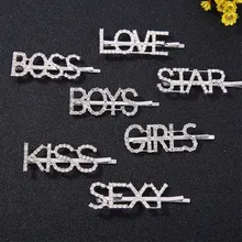 T167 1 шт., яркие буквы, заколки для волос для женщин, заколки для волос для девочек, заколки для волос со стразами, аксессуары для волос