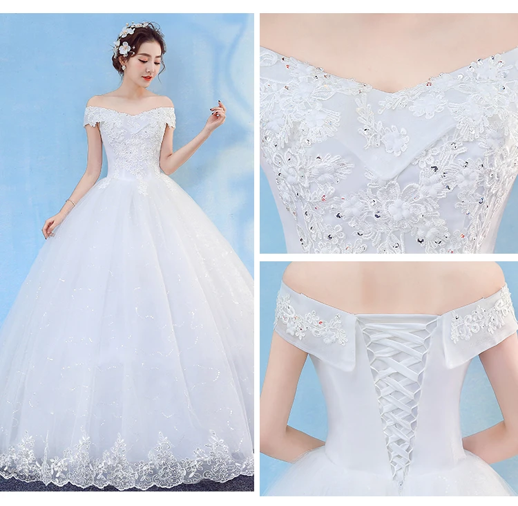 Vestido de Casamento Vestido de Baile Fora do Ombro Vestido de Noiva Novo Elegante Clássico Bordado Apliques 2021 4 2021 novo vestido de casamento elegante vestido