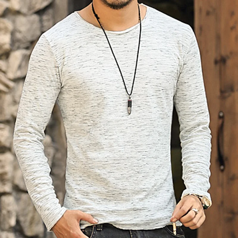 long sleeve t shirt men 100 cotton pullover men 2016 autumn Washing