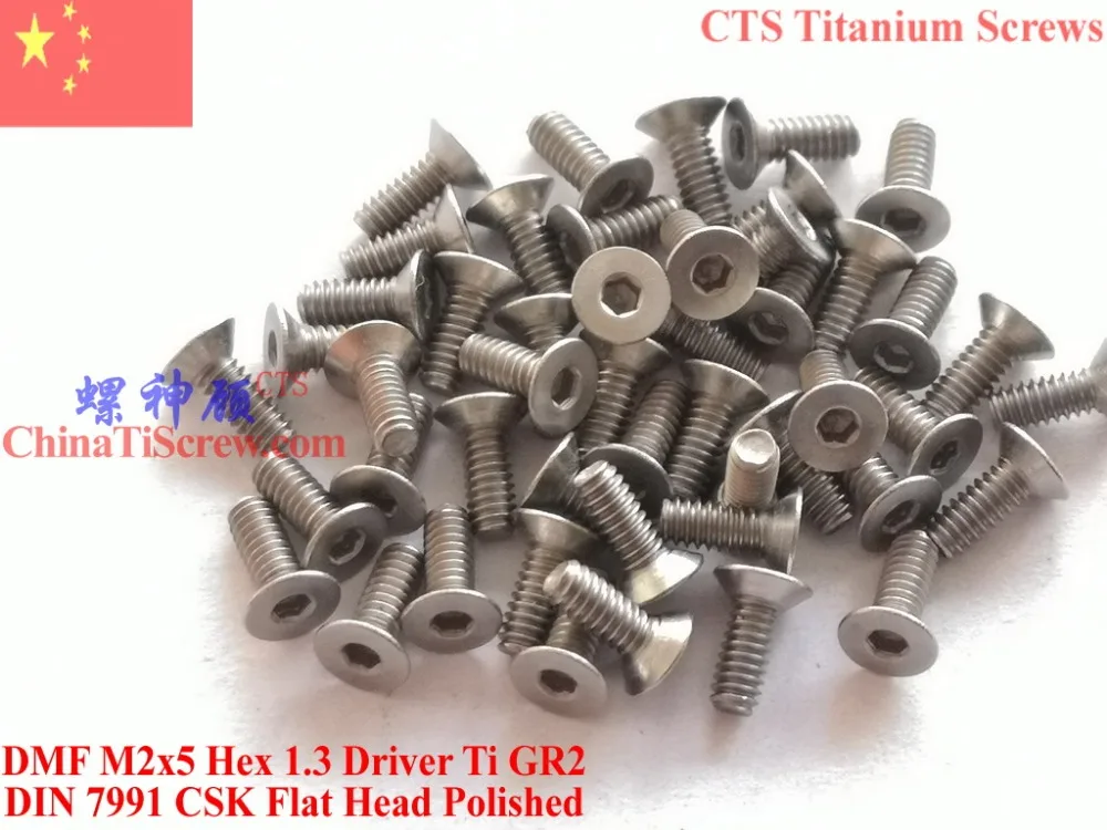

Titanium screw M2X5 DIN 7991 Hex 1.3 Driver Ti GR2 Polished GR2