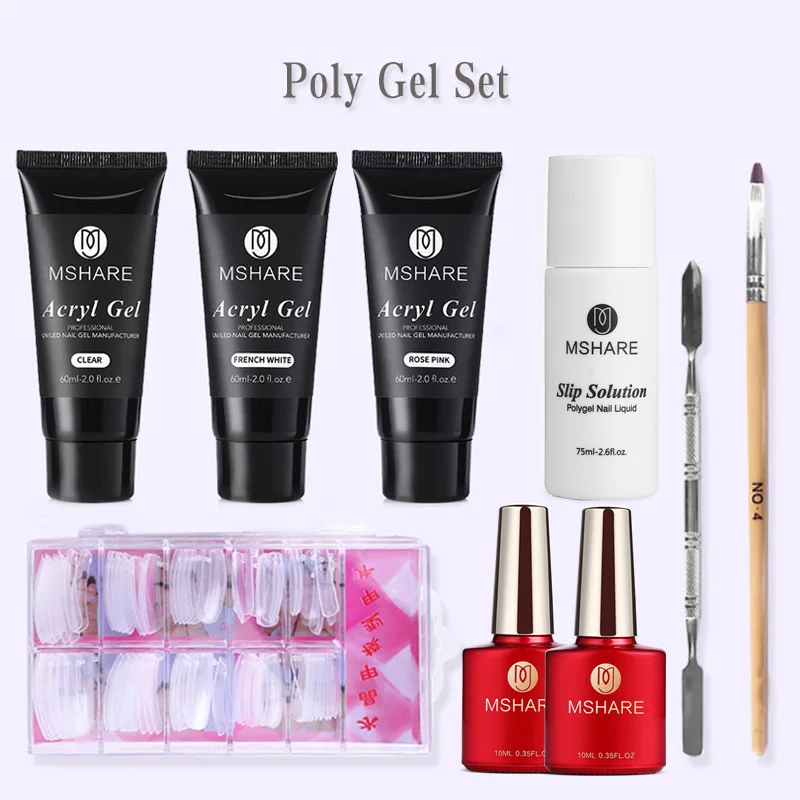 MSHARE 60ml Poly Gel Nail Extension Set PolyGel kits Professional Nail