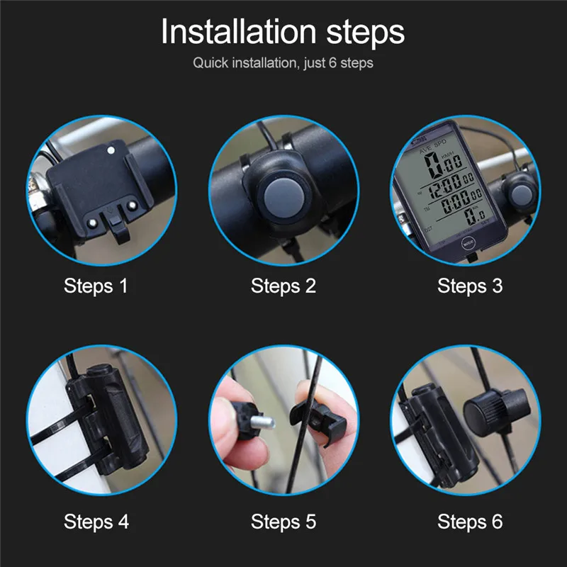 Велосипедный компьютер большой экран светящийся водонепроницаемый со
