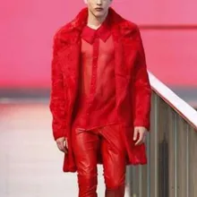 Осенне-зимняя модная мужская куртка с отложным воротником, Красный Блейзер из искусственного меха, мужская теплая куртка, пальто, блейзеры, деловая рабочая одежда, мужской костюм