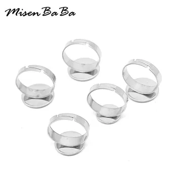 

10PCS/lots Stainless Steel Adjustable Blank Ring Base Glass Cabochons Cameo Settings Tray Diy Jewelry Making Rings