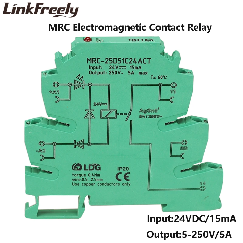 

MRC-25D51C24ACT 24V PLC Board Voltage Relay Electromagnetic Contact Interface Relay Module 5V 12V DC 120V 230V AC 1NO contact
