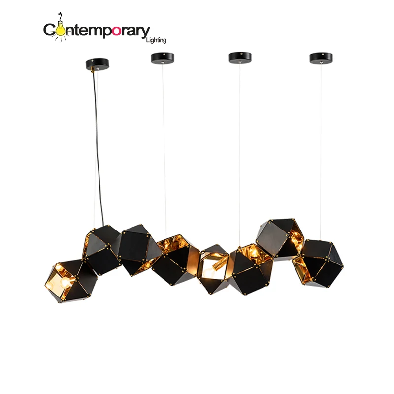 

Contemporary design Metal Creative DNA Pendant White/ Black Long/ Circular For Restaurant Studio Home Bedroom Living room