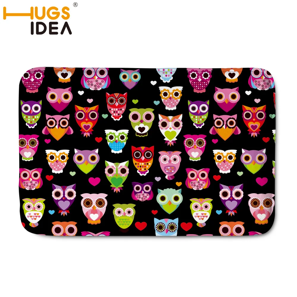 Hugsidea Modern Owl Kitchen Mat Anti Slip Area Rugs Living Room