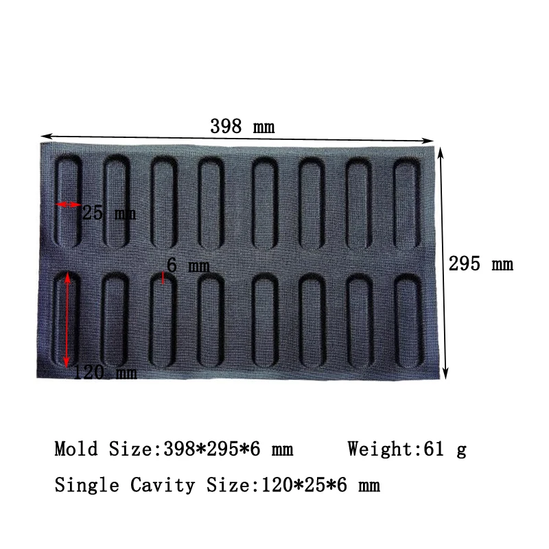 Meibum 16 полости пористый силиконовый форма для хлеба вечерние длинная прямоугольная форма Eclair Багет Форма для булочек Антипригарная посуда для выпечки инструменты для выпечки