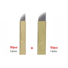 Permanent makeup manual needle blades 14 blade needle for eyebrow tattoo manual needle tips 50pcs lot Permanent makeup manual needle blades 14 blade needle for eyebrow tattoo manual needle tips 50pcs lot