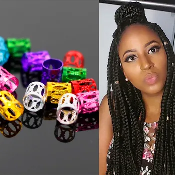 

50 Pcs/Bag 8 mm Colorful Dreadlock Beads Adjustable Hair Braid Rings Cuff Clips Tubes Jewelry Hair Styling Accessories