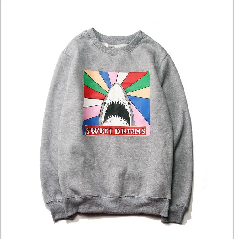 2018 Autumn Winter Fashion Hip Hop Justin Bieber Hoodie For Men Women Fleece Sweatshirt Rainbow shark Hoodies Crew Neck PINK